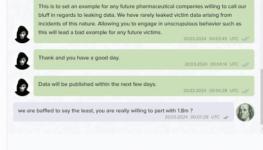 Screenshot of a chat between LockbitSupp and a victim