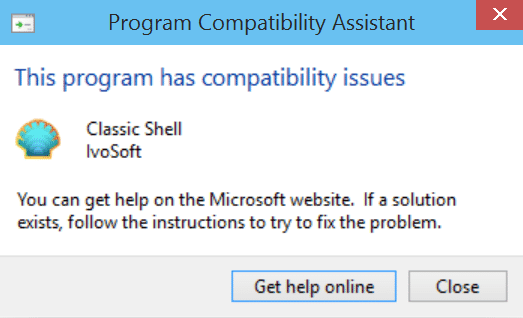 Startet man das Setup-Programm von Classic Shell, reagier Windows 10 mit einer Fehlermeldung.
