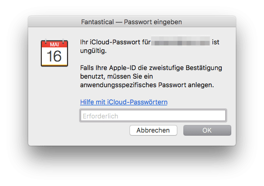 App-spezifisches Passwort Fantastical