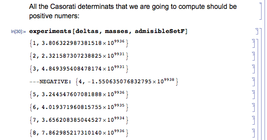 Dieser Ausschnitt aus einem Mathematica-Notebook demonstriert den Fehler beim Berechnen von Determinanten.