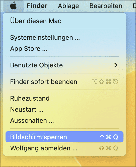  Sollte der Befehl „Bildschirm sperren“ fehlen, dürfte eine versteckte Option von macOS die Ursache sein.