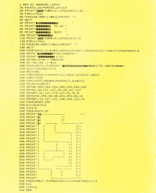 Programmlisting aus der Erstausgabe des 64'er Magazins