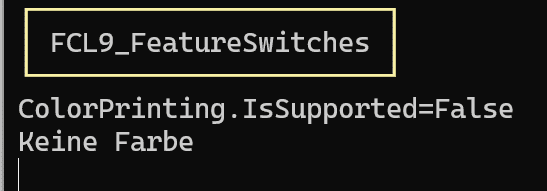 Screenshot mit nicht farbiger Ausgabe