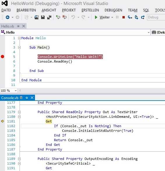 Eine Möglichkeit zum Debuggen in dekompiliertem Quellcode einer System- Assembly bietet der &quot;.NET Reflector VS Pro&quot; von Red Gate.