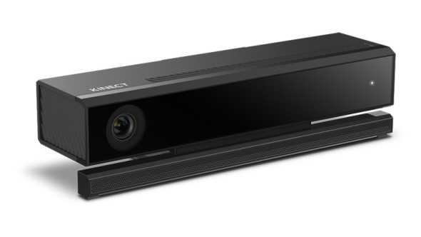 Die zweite Auflage des Tiefensensors Kinect für Windows sitzt in einem glatten, kantigen Gehäuse.