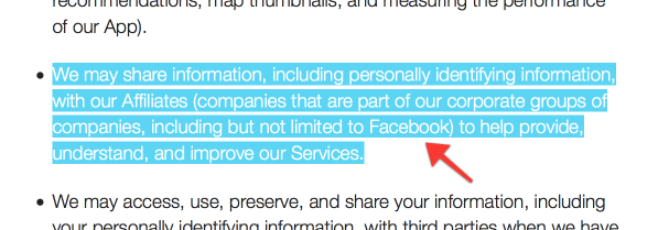 Die neue "Privacy Policy" von Moves erwähnt Facebook explizit.
