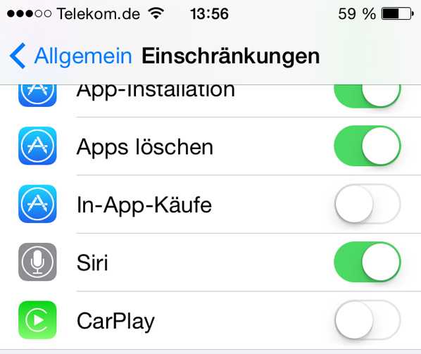 Unter iOS beispielsweise lassen sich In-App-Käufe unterbinden