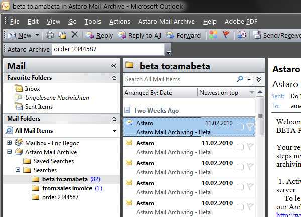 Cloud-Mail-Archiv unter Outlook