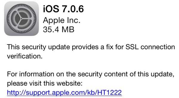 iOS 7.0.6 mit SSL-Fix.