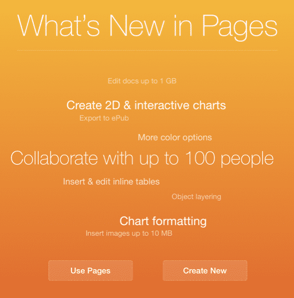 Überblick der Neuerungen in Pages for iCloud.