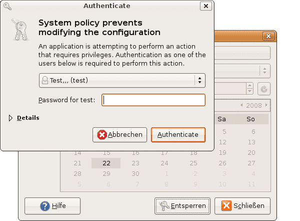 PolicyKit erlaubt Anwendungen privilegierte Aktionen.