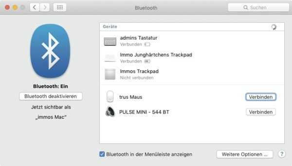 Bluetooth-Einstellungen Mac