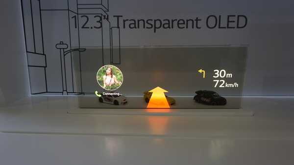 Transparente OLEDs für die Windschutzscheibe.