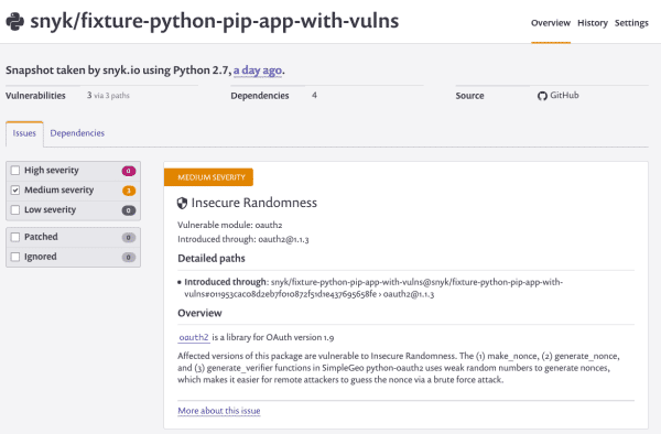 Snyk lässt sich füy Python zusammen mit pip verwenden.