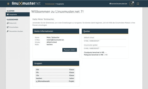 Die neue Schulkonsole stellt Administrations- und Unterrichtsfunktionen zentral über den Webbrowser bereit.