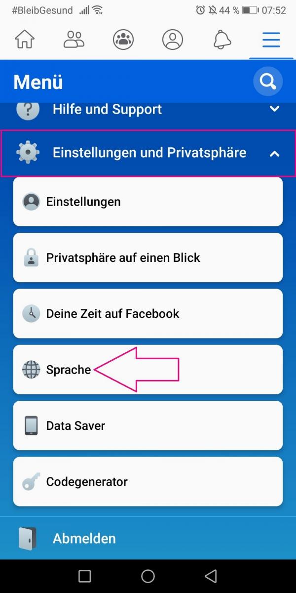 Facebook app leider kann deutsch gerade nicht eingestellt werden