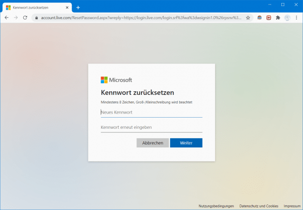 Kennwort neues Windows 10: