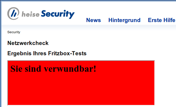 Alarmstufe rot: Der Netzwerkcheck von heise Security überführt angreifbare Fritzboxen.