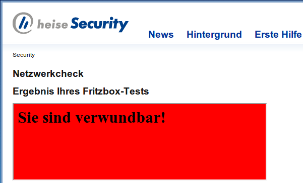 Alarmstufe rot: Der Netzwerkcheck von heise Security überführt angreifbare Fritzboxen.