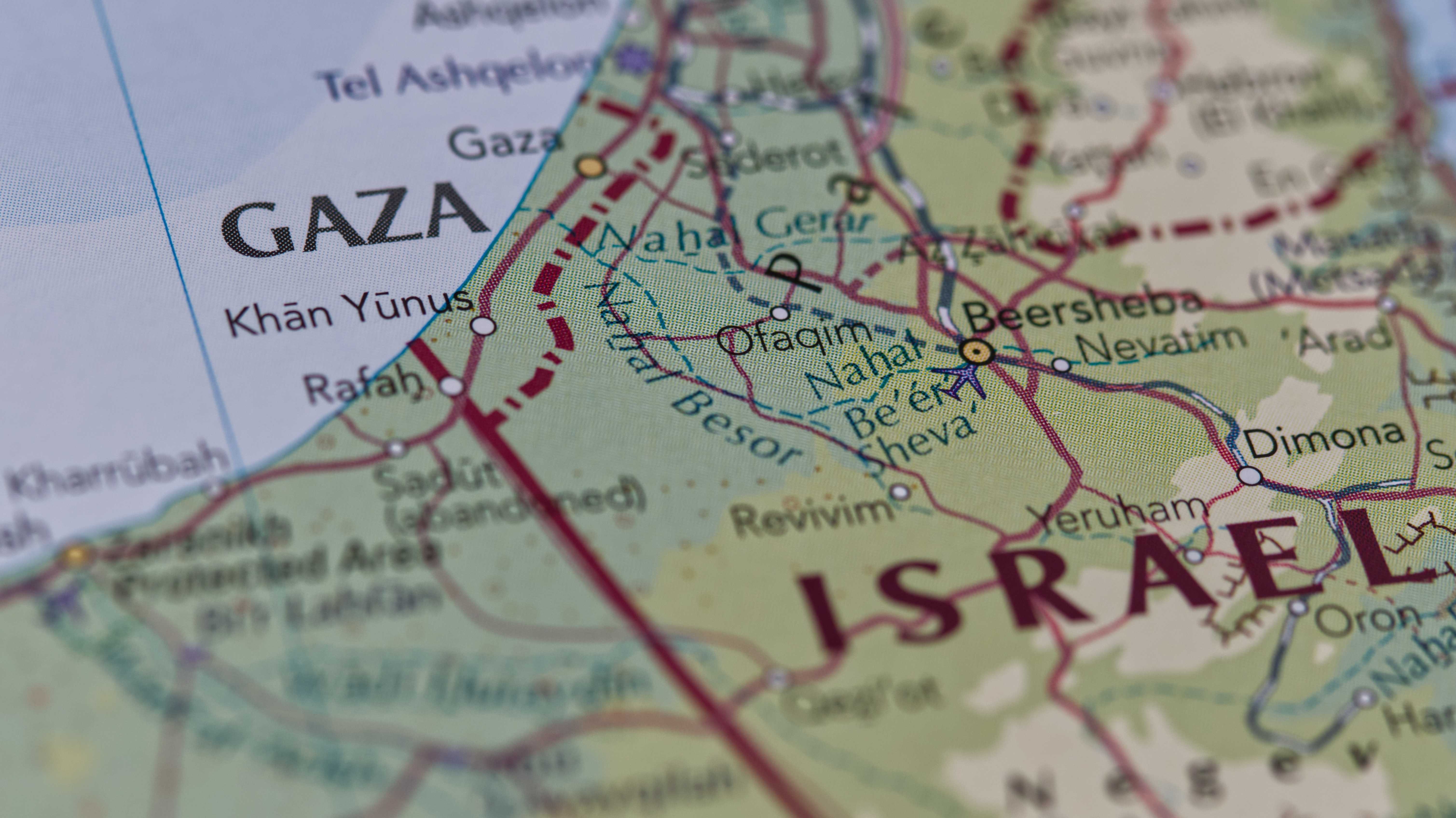 Politische Landkarte zeigt Israel und den Gaza-Streifen