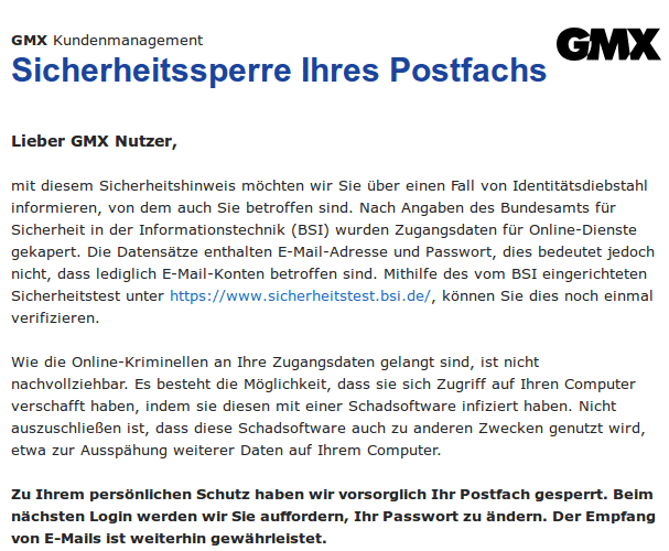 &quot;Datenklau&quot;: GMX und Web.de sperren betroffene Mailkonten