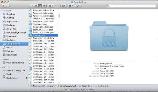 Boxcryptor auf dem Mac: Hier im Einsatz mit Google Drive.
