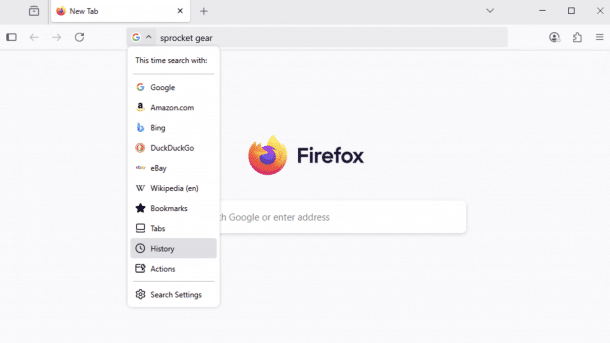 Firefox: Suchmaschine in der Adressleiste wechseln