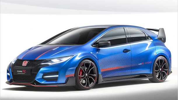 Honda zeigt auf dem Pariser Autosalon erneut eine Studie des Civic Type R, diesmal in leuchtendem Blau