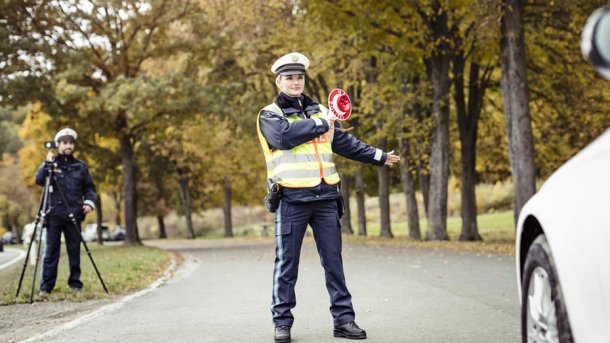 Verkehrskontrolle der Polizei Bayern