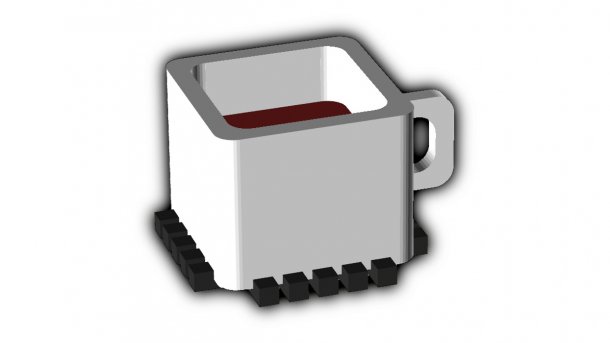 Logo einer weißen, quadratischen Kaffeetasse.