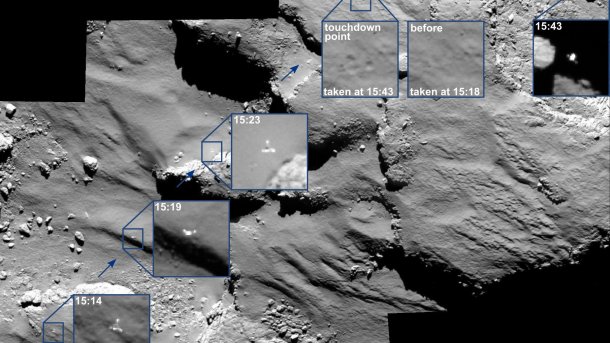 ESA-Kommetenmission Rosetta: Die Hopser von Philae bei der Landung