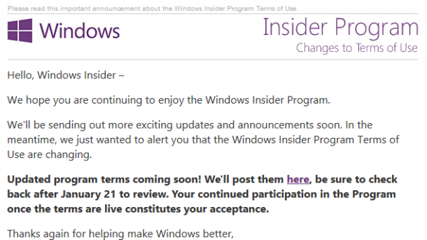 Windows Insider Program: Teilnahmebedingungen werden geändert