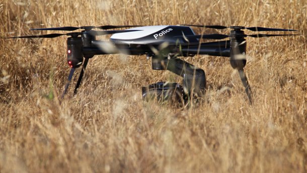 Ein Kopter von Draganfly als Polizei-Drohne