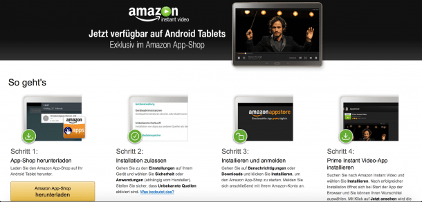 Amazon Prime Instant Video unterstützt nun auch Android-Tablets