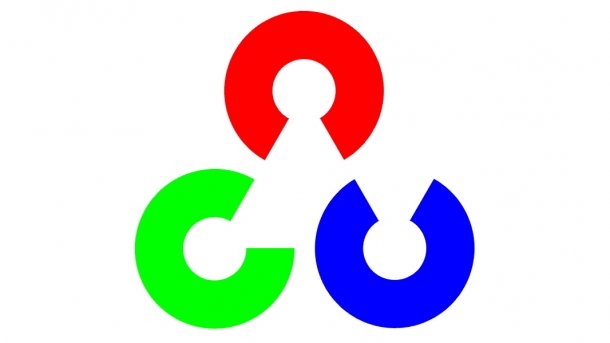 Logo OpenCV: Drei angeschnittene Kreise in rot, grün und blau.