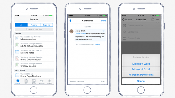 Dropbox für iOS erhält Kommentarfunktion – und erstellt bald Office-Dokumente