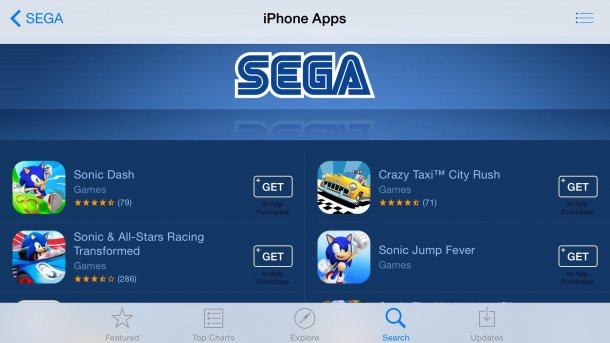 Sega entfernt Spiele aus dem App Store