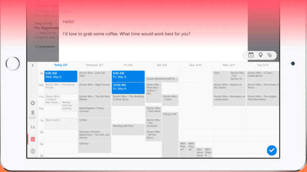 Microsofts Sunrise-App mit Terminplanungstastatur