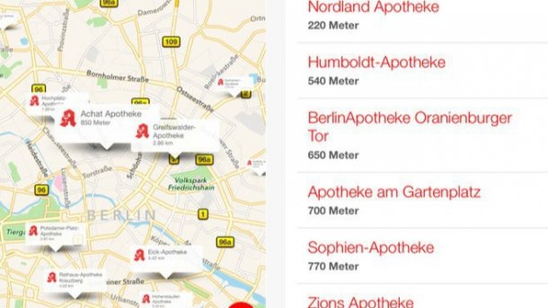 Apothekenfinder auf iPhone