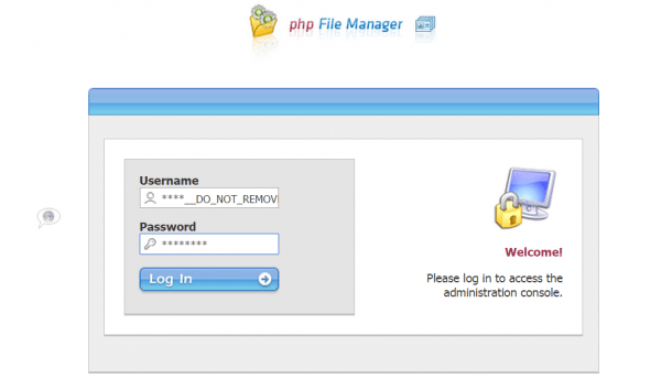 PHP File Manager: Log-In