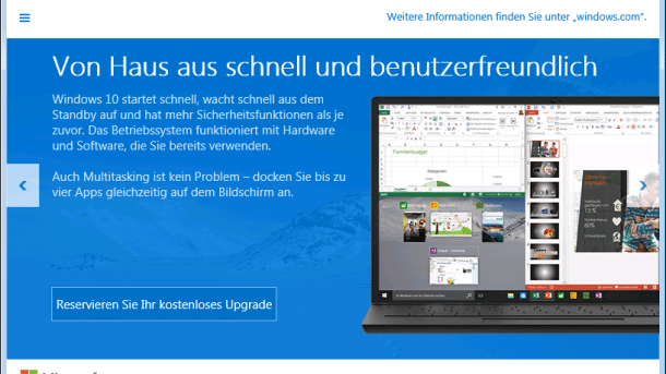 Windows 10: Installationsfenster