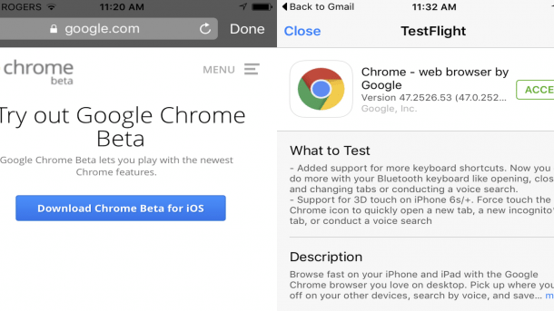 Google startet öffentlichen Betatest für Chrome unter iOS