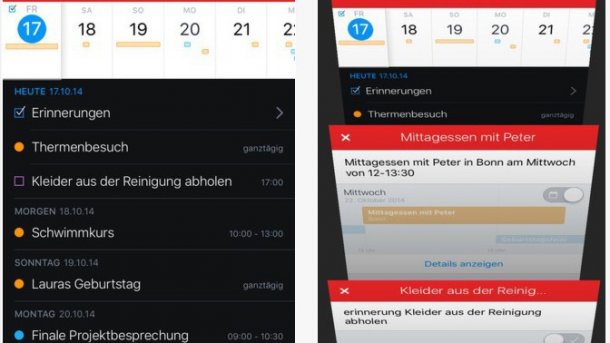 Kalender-App Fantastical mit iPhone-6s-Funktionen  heise online