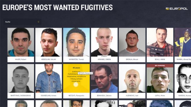 Europol: Website für die Suche nach Europas meistgesuchte Straftäter eröffnet