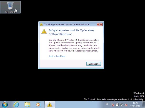Aktivierungsprobleme bei gebrauchten Revovery-DVDs von Windows 7