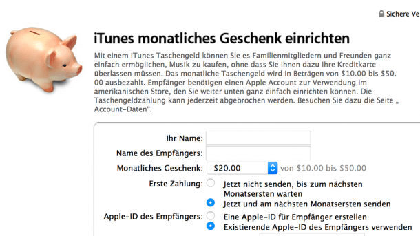 iTunes-Taschengeld