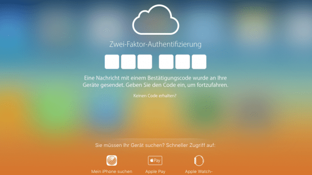 iCloud.com Zwei-Faktor-Authentifizierung