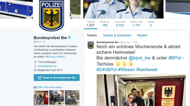 Mit Wortwitz auf dem Wasen: 24-Stunden-Twittern der Bundespolizei