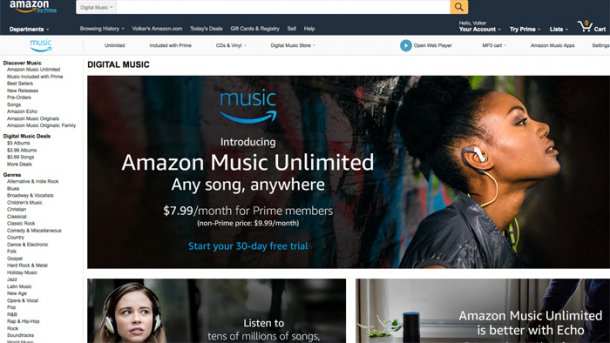 Amazon startet Streamingdienst Music Unlimited