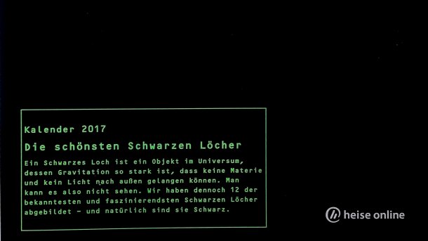 heise-Fotokalender "Schwarze Löcher"